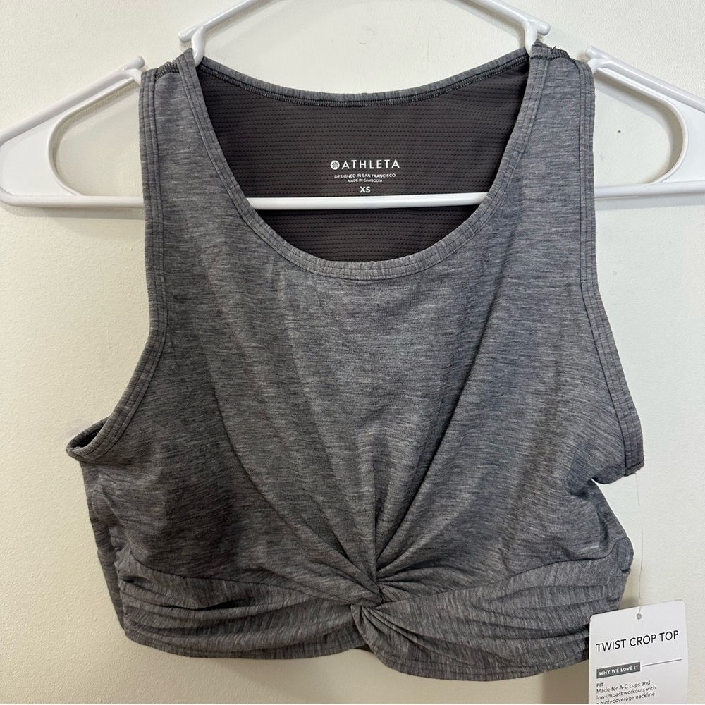Athleta Twist Crop Top Size XS In Heather Gray‎ New NWT
